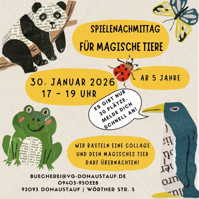 Fünf Tiere mit Sprechblasen